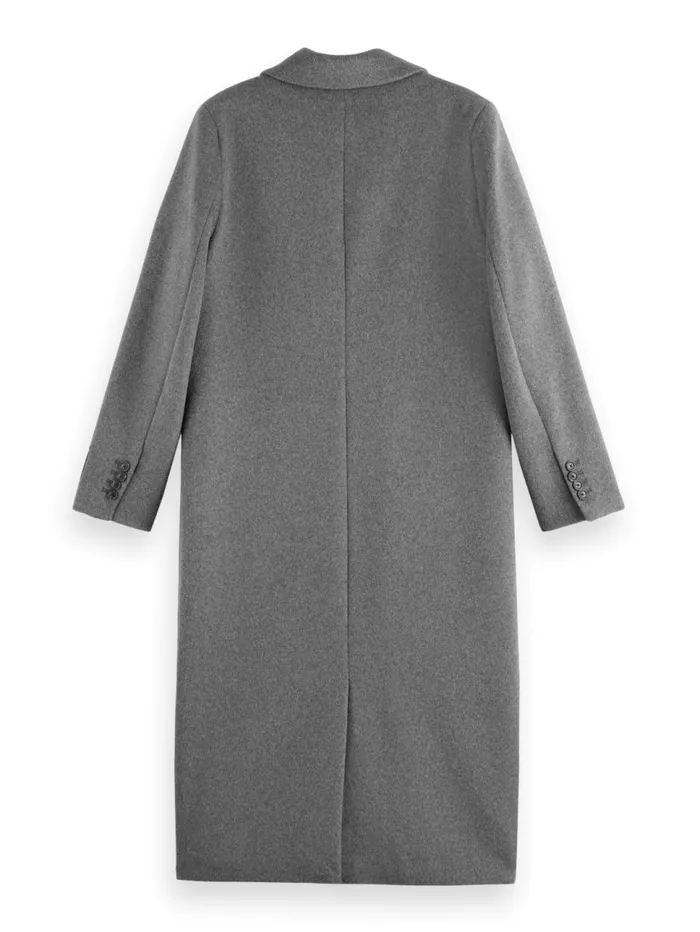 DOUBLE BREASTED TAILORED WOOL BLEND COAT Charcoal Melange Women Scotch and Soda Jackets and Coats DOUBLE BREASTED TAILORED WOOL BLEND COAT Charcoal Melange Women Scotch and Soda Jackets and Coats