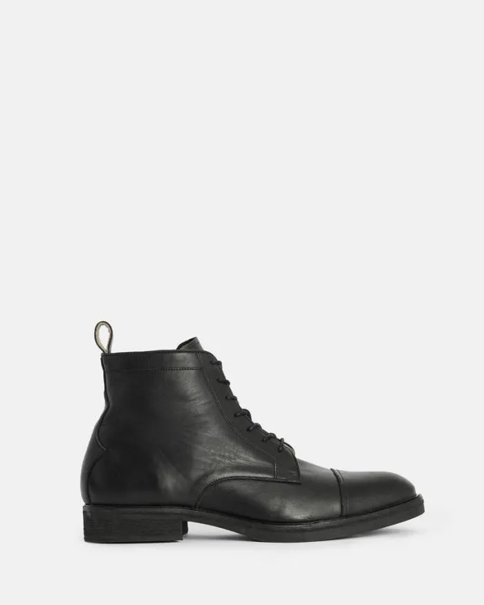 Drago Leather Lace Up Boots Black Men AllSaints Shoes and Boots