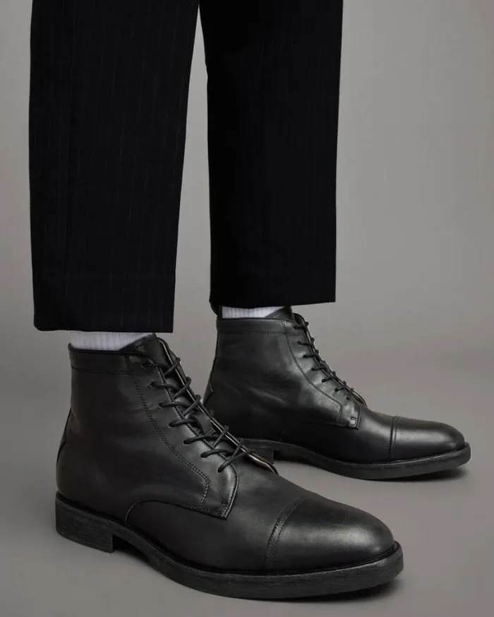 Drago Leather Lace Up Boots Black Men AllSaints Shoes and Boots