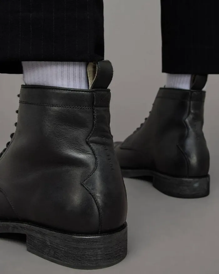 Drago Leather Lace Up Boots Black Men AllSaints Shoes and Boots