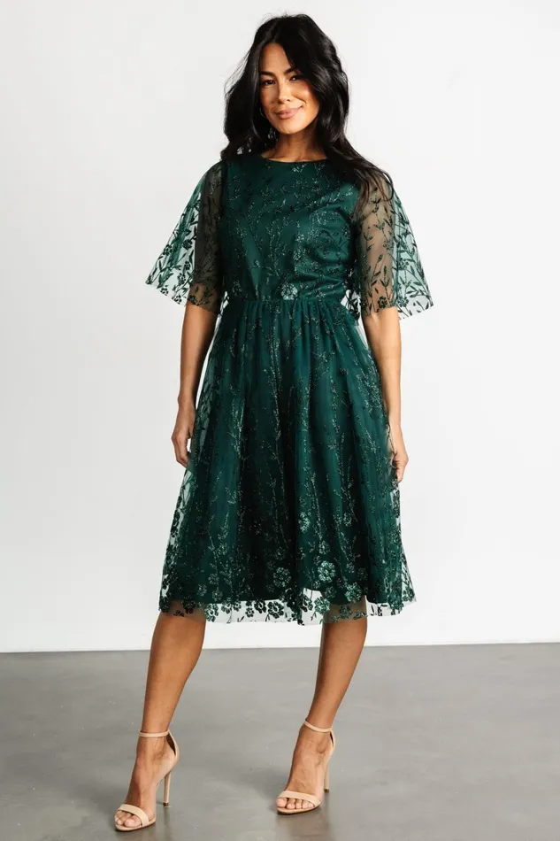 Duchess Tulle Dress Dark Green Sparkle Women Baltic Born Mother Of The Bride