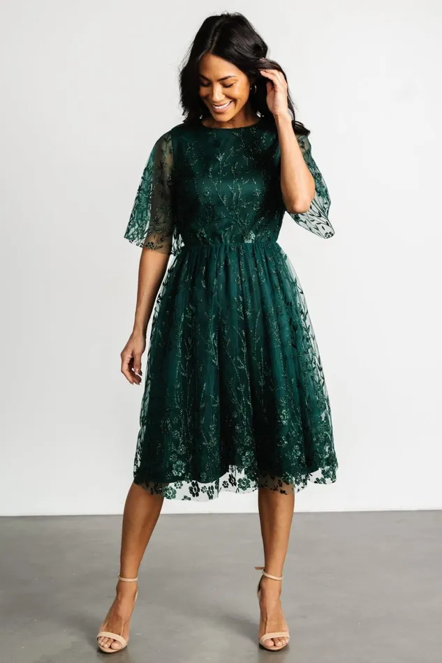 Duchess Tulle Dress Dark Green Sparkle Women Baltic Born Mother Of The Bride