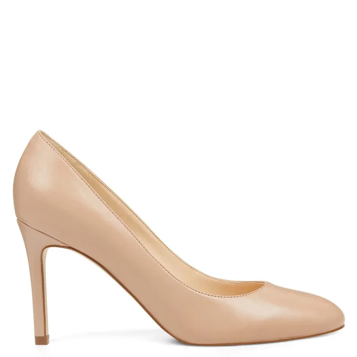 Dylan Round Toe Pumps Barely Nude Leather Women Nine West Pumps