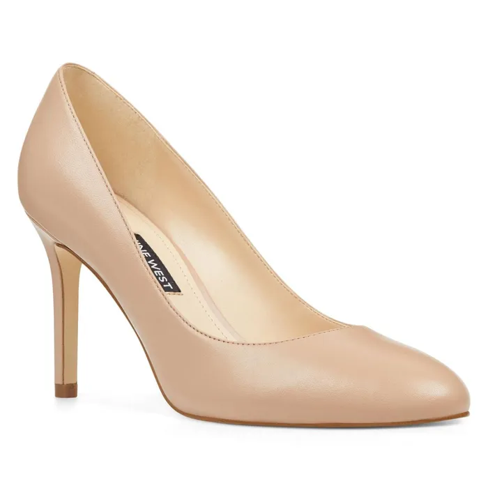 Dylan Round Toe Pumps Barely Nude Leather Women Nine West Pumps