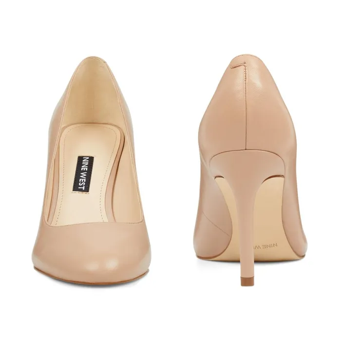 Dylan Round Toe Pumps Barely Nude Leather Women Nine West Pumps
