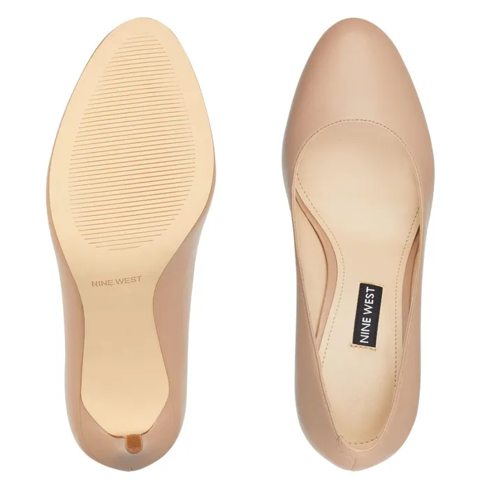 Dylan Round Toe Pumps Barely Nude Leather Women Nine West Pumps