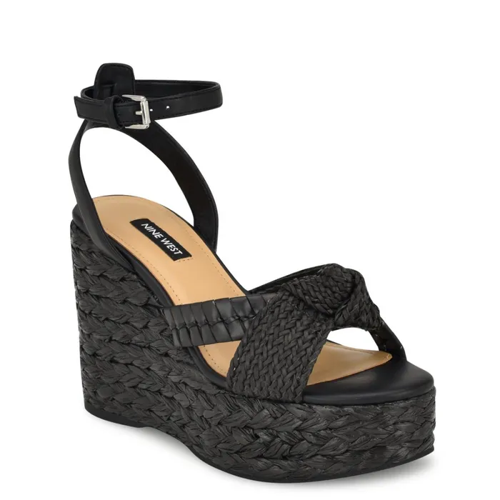 Eaden Woven Wedge Sandals Black Women Nine West Wedges Eaden Woven Wedge Sandals Black Women Nine West Wedges