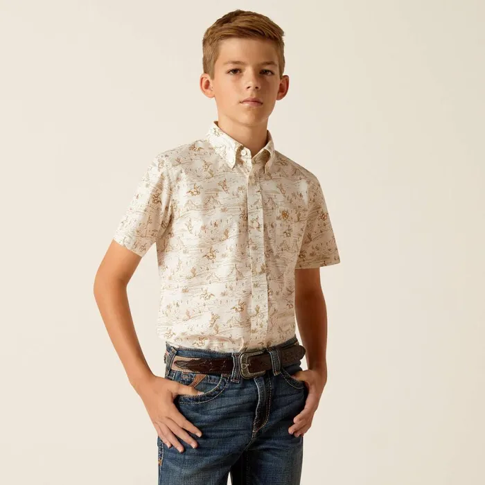 Edison Classic Fit Shirt Tan Kids Ariat Button Down Shirts