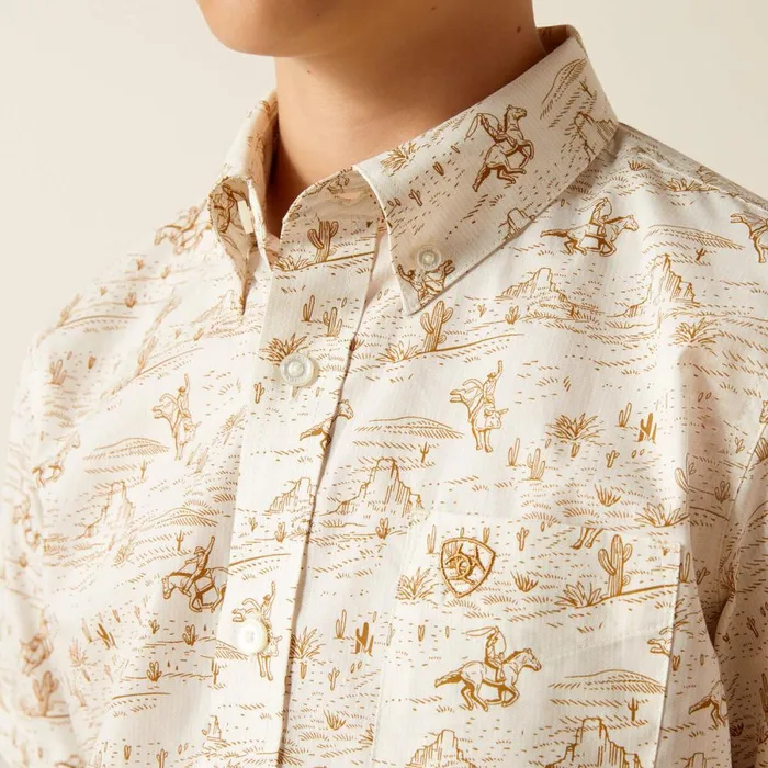 Edison Classic Fit Shirt Tan Kids Ariat Button Down Shirts Edison Classic Fit Shirt Tan Kids Ariat Button Down Shirts