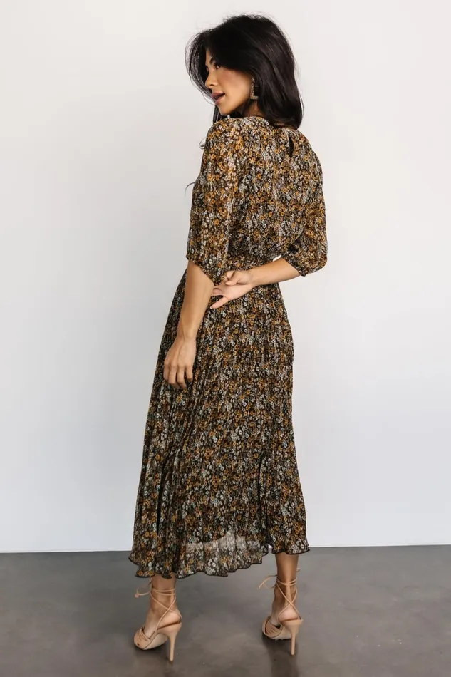 Eileen Pleated Dress Midnight Garden Print Women Baltic Born Bump Friendly Eileen Pleated Dress Midnight Garden Print Women Baltic Born Bump Friendly