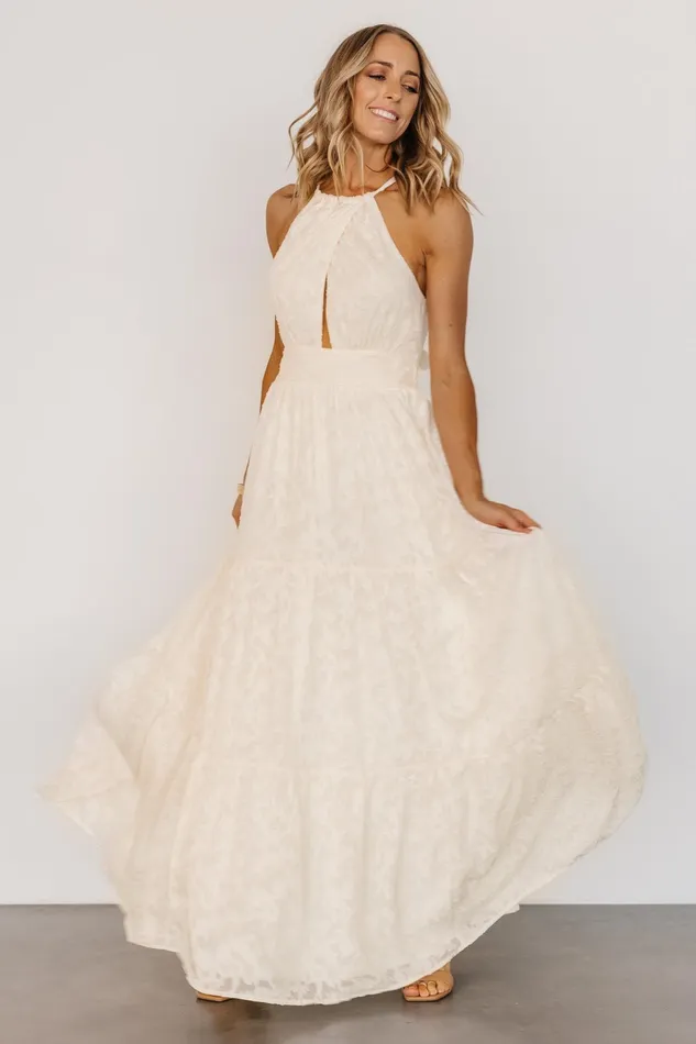 Eilish Embossed Maxi Dress Cream Women Baltic Born Bridal