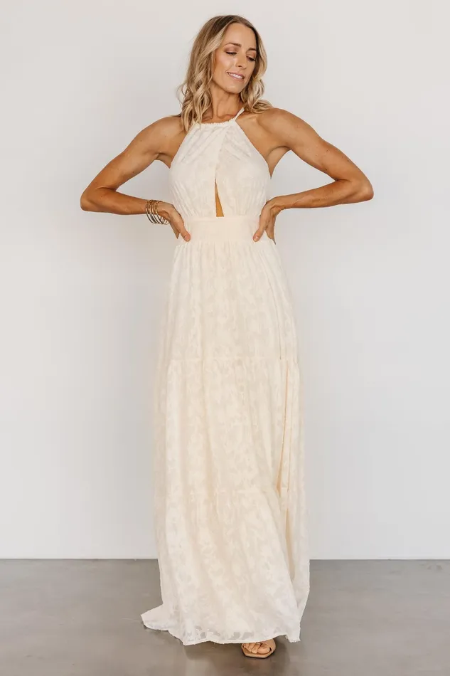 Eilish Embossed Maxi Dress Cream Women Baltic Born Bridal Eilish Embossed Maxi Dress Cream Women Baltic Born Bridal