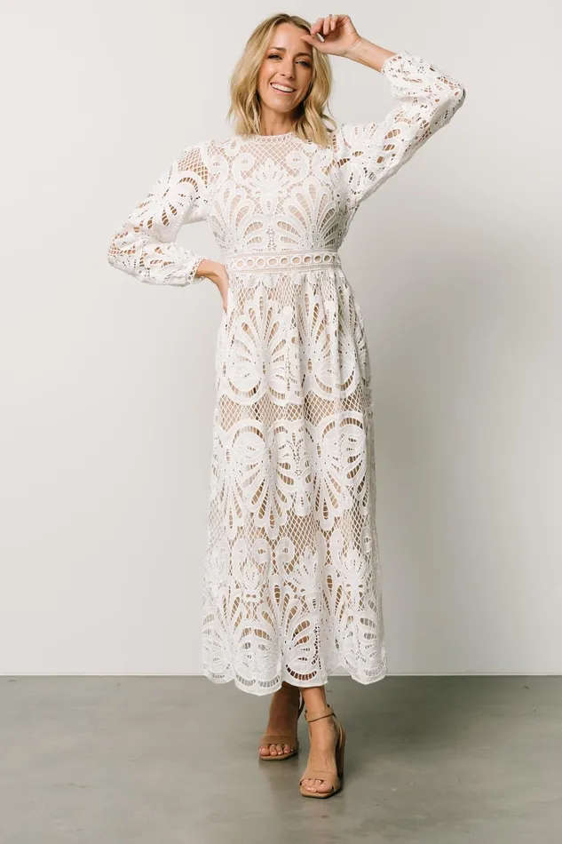 Eldora Lace Midi Dress Off White Women Baltic Born Bridal