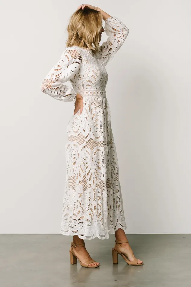 Eldora Lace Midi Dress Off White Women Baltic Born Bridal