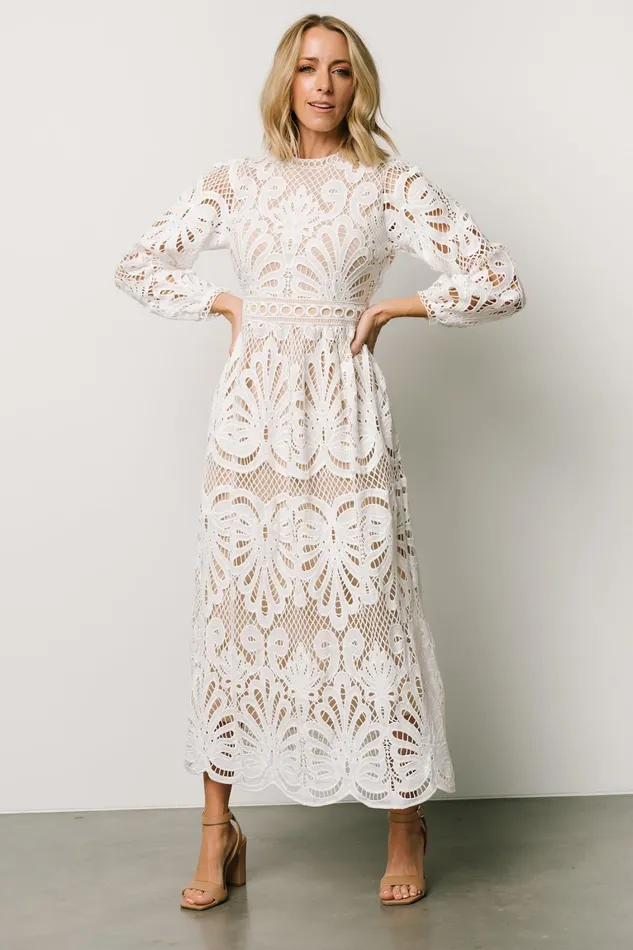 Eldora Lace Midi Dress Off White Women Baltic Born Bridal