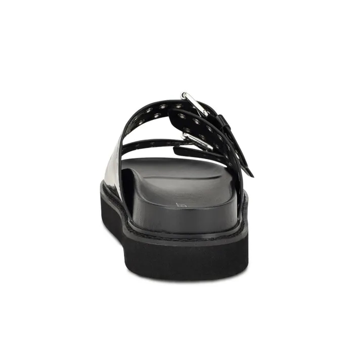 Eleny Buckle Slide Sandals Black Women Nine West Low Heel