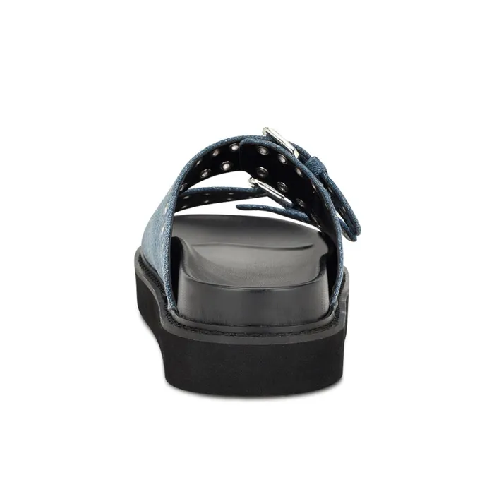 Eleny Buckle Slide Sandals Denim Women Nine West Flats