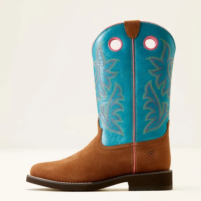 Elko Western Boot Chestnut Suedebasin Blue Women Ariat Western Boots
