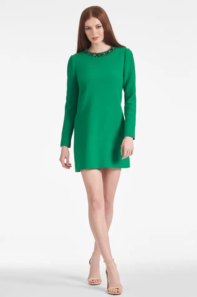Embellished Lily Dress 8211 Cadmium Green Women Sachin and Babi Long Sleeve