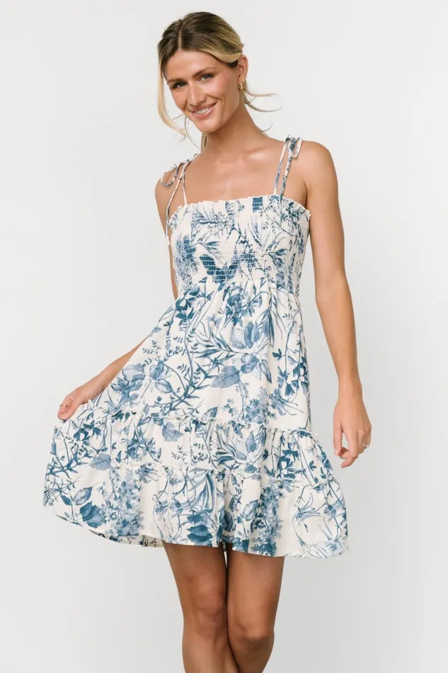 Emelyn Short Dress Cream Blue Women Baltic Born Short Dresses