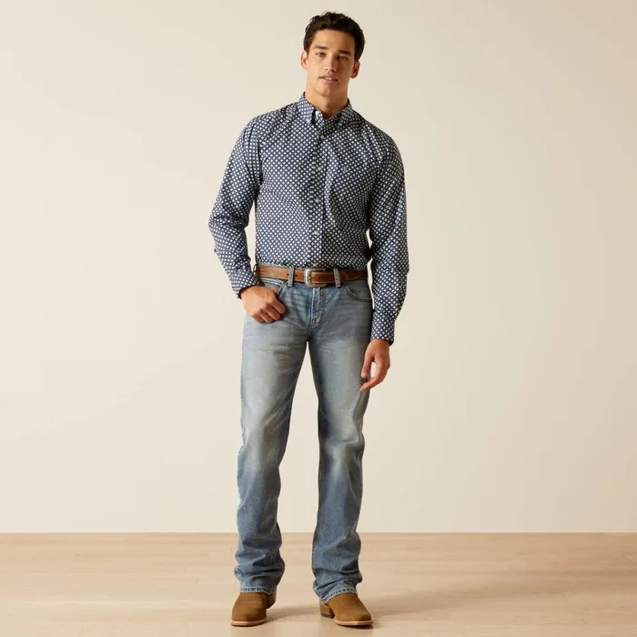 Emile Fitted Shirt Mood Indigo Men Ariat Button Down Shirts Emile Fitted Shirt Mood Indigo Men Ariat Button Down Shirts