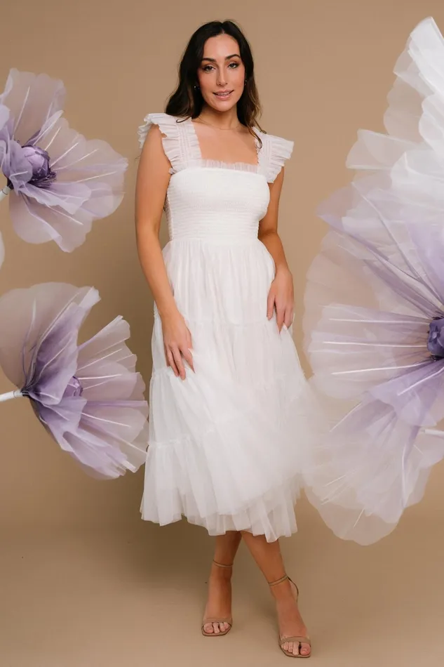 Emma Smocked Tulle Dress Off White Women Baltic Born Bump Friendly