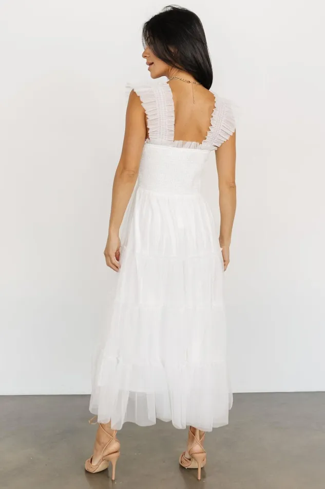 Emma Smocked Tulle Dress Off White Women Baltic Born Bump Friendly Emma Smocked Tulle Dress Off White Women Baltic Born Bump Friendly