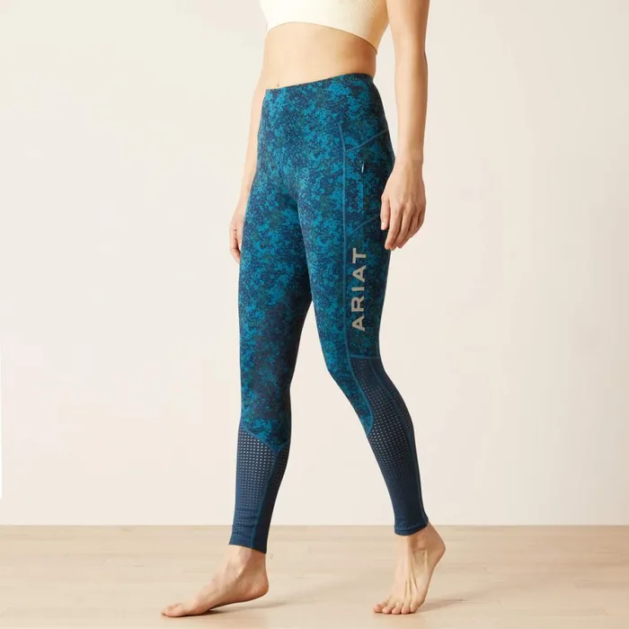 Eos Knee Patch Tight Deep Petroleum Camo Floral Women Ariat Pants and Shorts