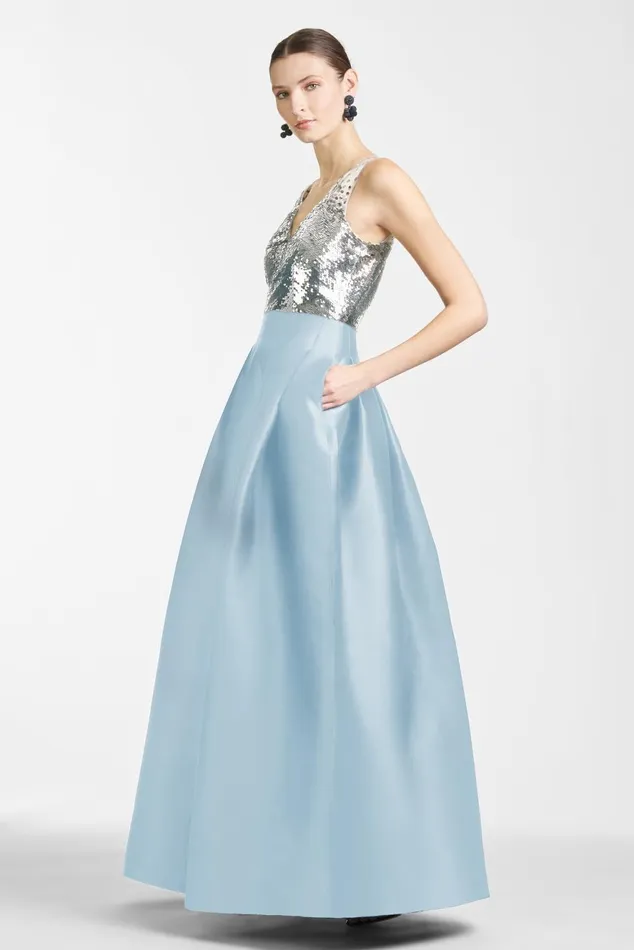 Erica Gown 8211 SilverAsh Blue Women Sachin and Babi Evening