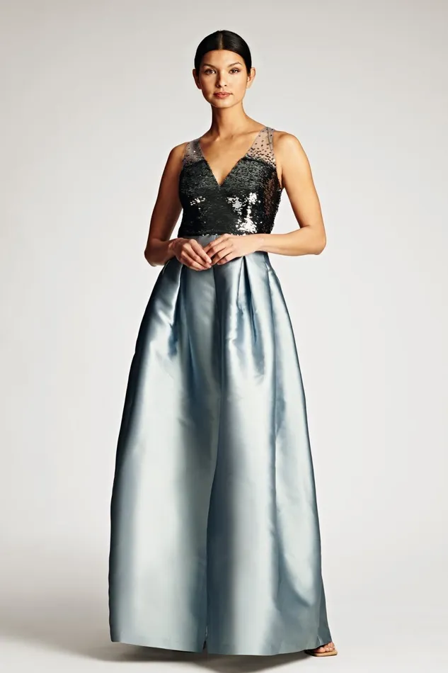 Erica Gown 8211 SilverAsh Blue Women Sachin and Babi Evening