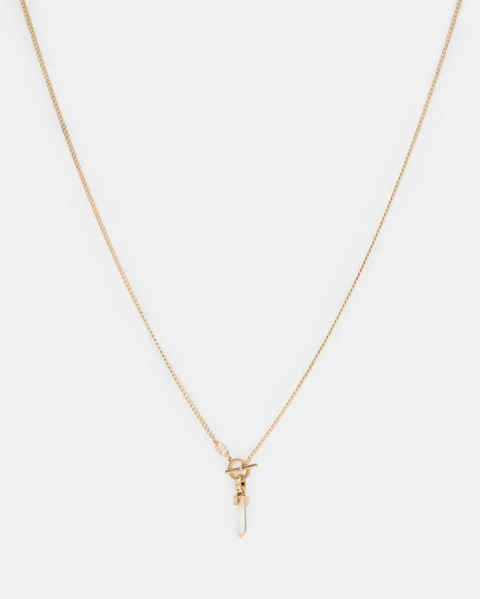 Eryka Long Gold Tone Pendant Necklace Warm Brasscrystal Women AllSaints Accessories