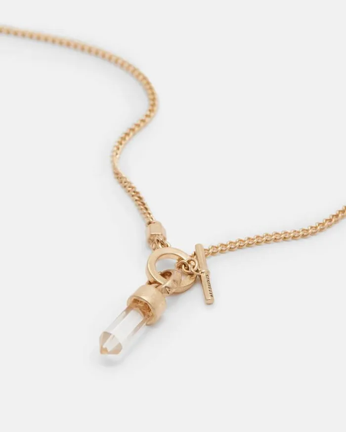 Eryka Long Gold Tone Pendant Necklace Warm Brasscrystal Women AllSaints Accessories
