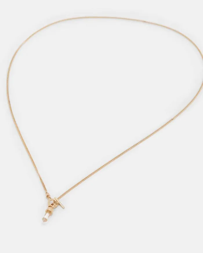 Eryka Long Gold Tone Pendant Necklace Warm Brasscrystal Women AllSaints Accessories