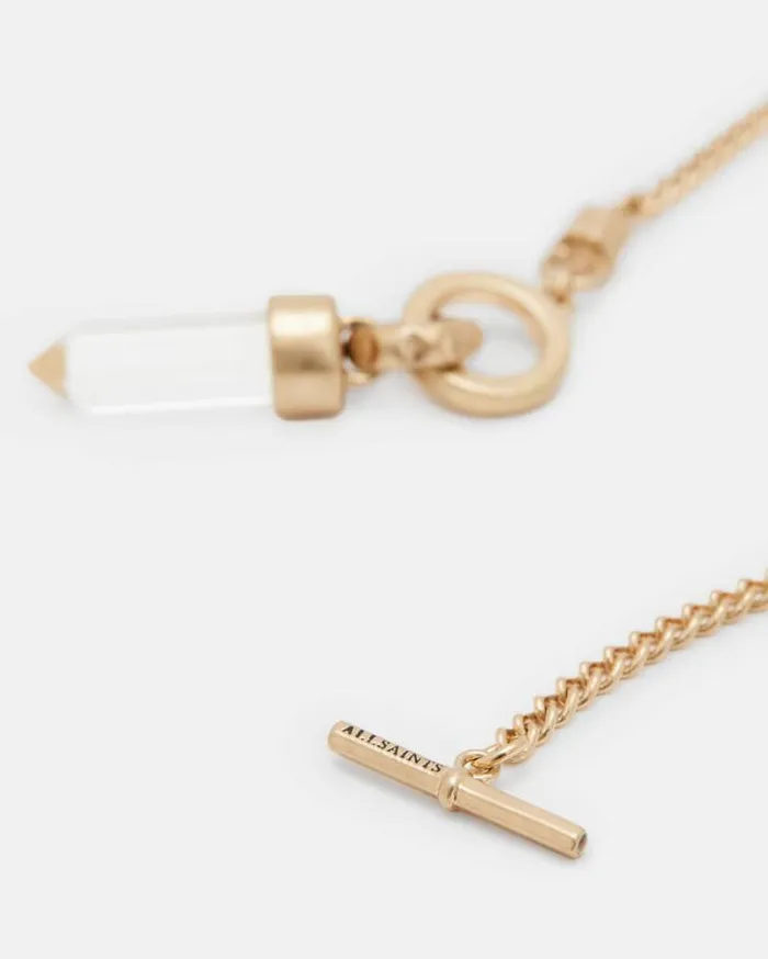 Eryka Long Gold Tone Pendant Necklace Warm Brasscrystal Women AllSaints Accessories