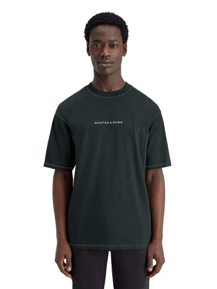 Essential 8211 Logo Front Chest Tshirt Black Men Scotch and Soda Essentials