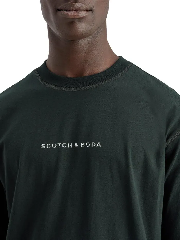Essential 8211 Logo Front Chest Tshirt Black Men Scotch and Soda Essentials