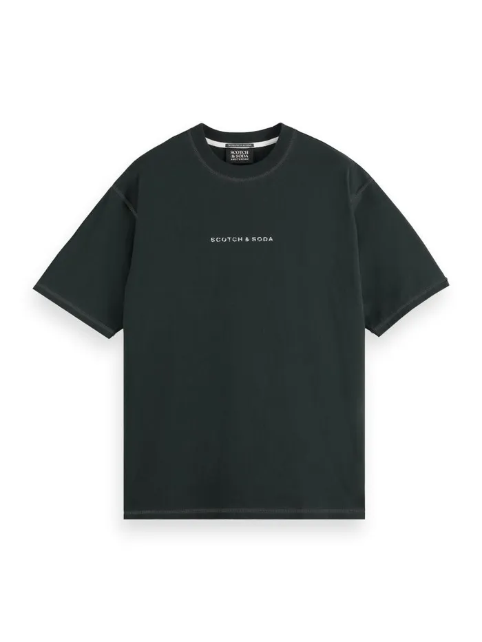 Essential 8211 Logo Front Chest Tshirt Black Men Scotch and Soda Essentials
