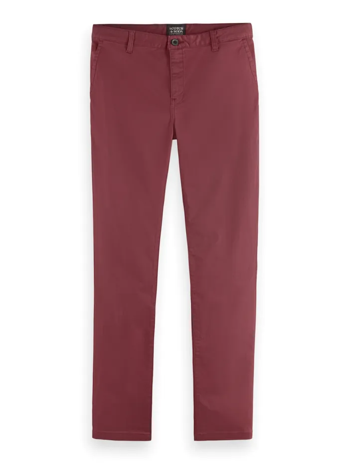 Essential Mott Stretch Cotton Chino Wine Men Scotch and Soda Pants