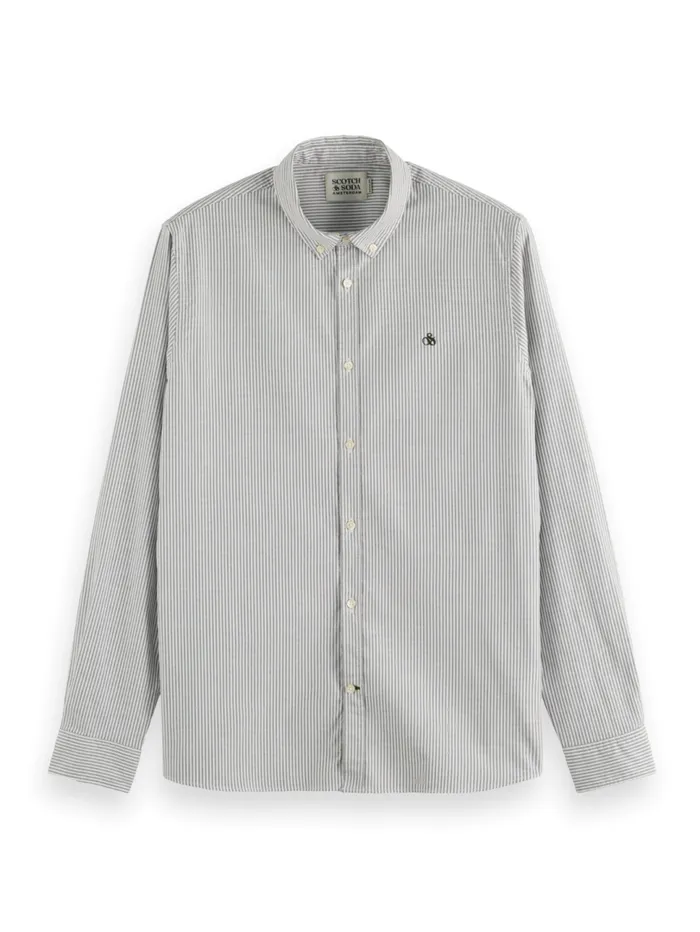 Essential Oxford Striped Shirt Green Stripe Men Scotch and Soda Shirts