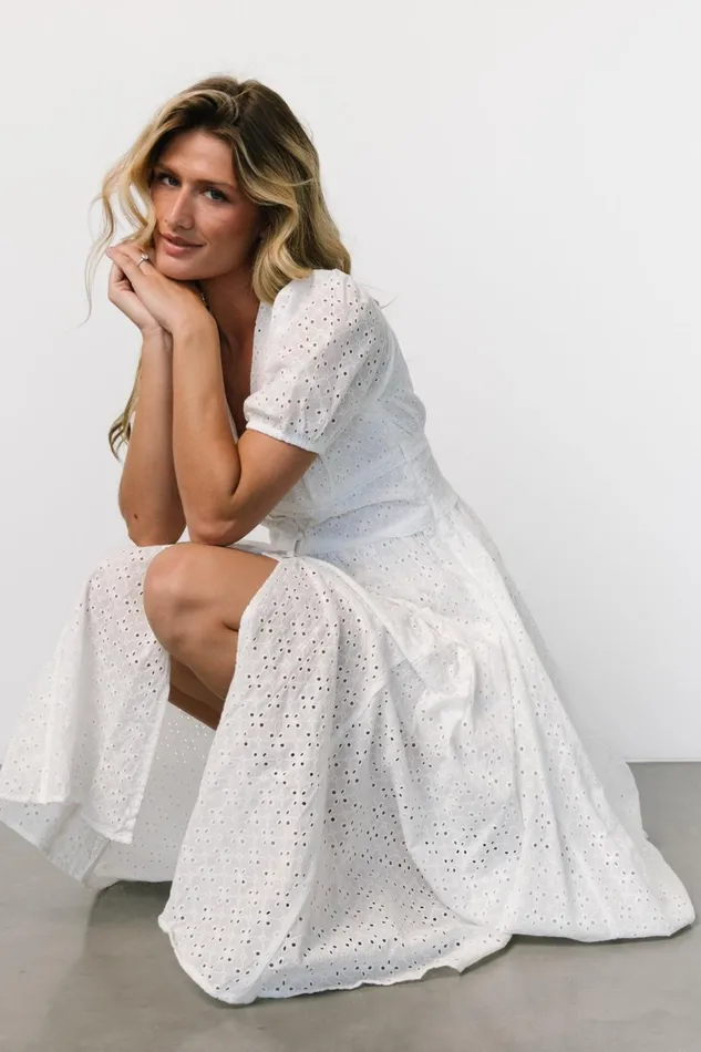 Esther Eyelet Midi Dress Off White Women Baltic Born Bridal Esther Eyelet Midi Dress Off White Women Baltic Born Bridal