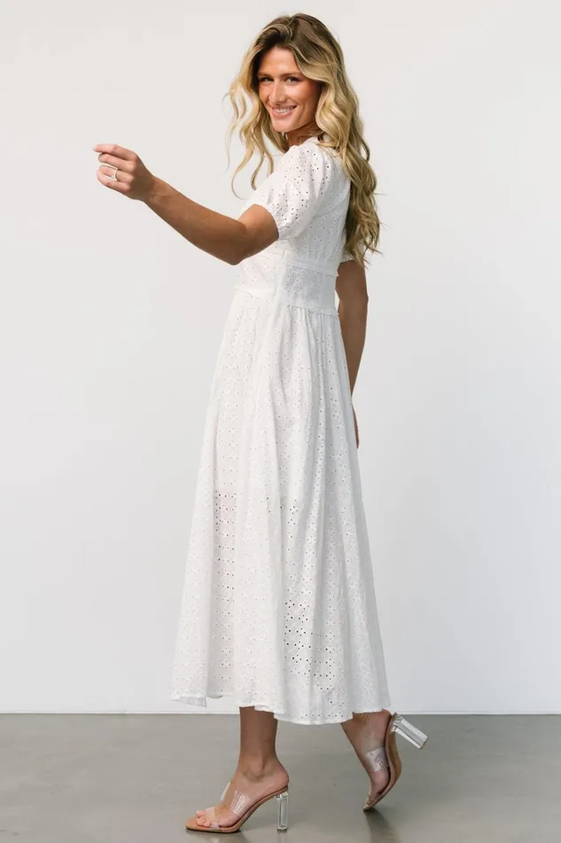 Esther Eyelet Midi Dress Off White Women Baltic Born Bridal Esther Eyelet Midi Dress Off White Women Baltic Born Bridal