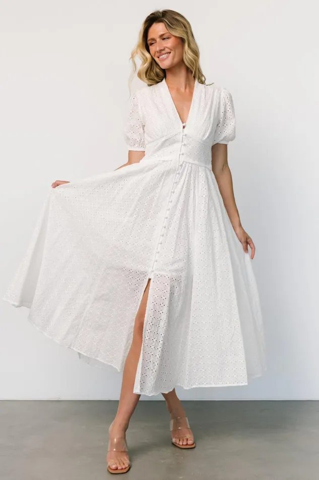 Esther Eyelet Midi Dress Off White Women Baltic Born Bridal Esther Eyelet Midi Dress Off White Women Baltic Born Bridal