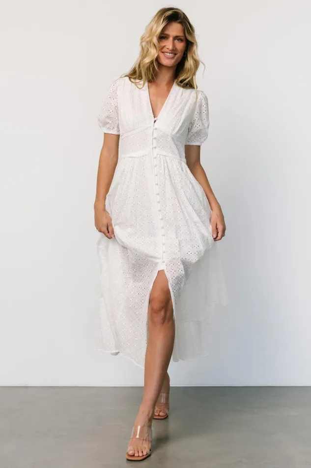 Esther Eyelet Midi Dress Off White Women Baltic Born Bridal Esther Eyelet Midi Dress Off White Women Baltic Born Bridal