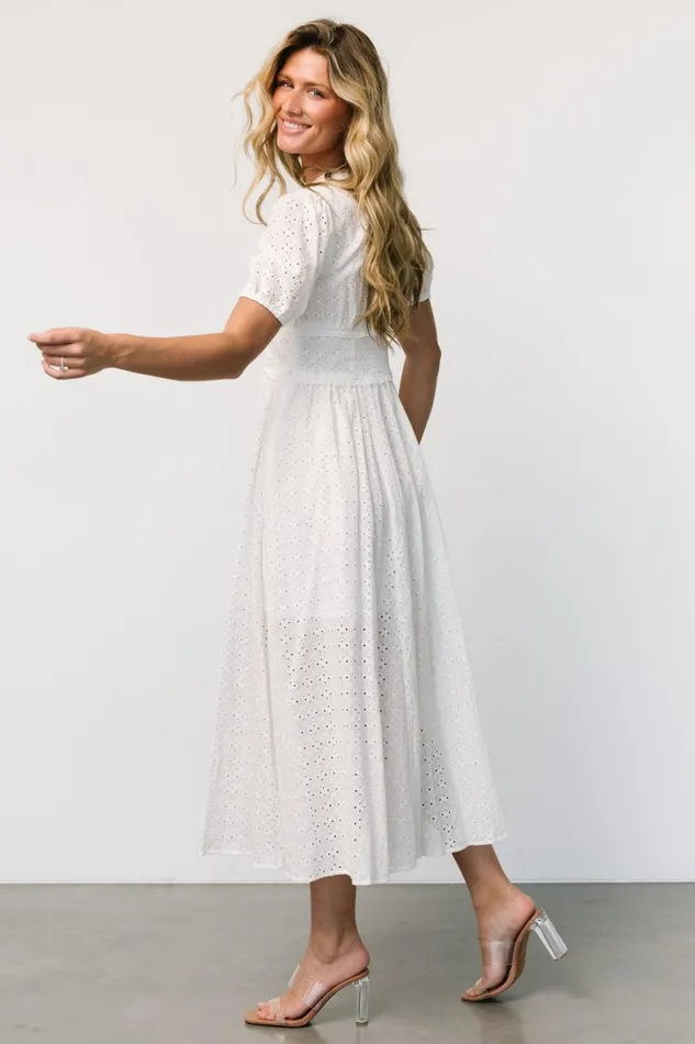 Esther Eyelet Midi Dress Off White Women Baltic Born Bridal Esther Eyelet Midi Dress Off White Women Baltic Born Bridal