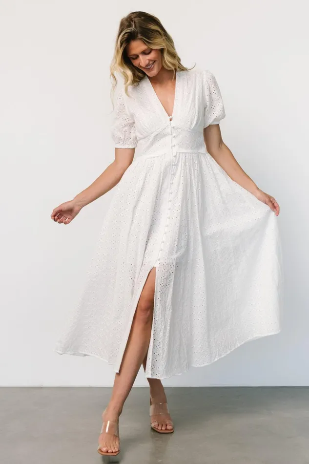 Esther Eyelet Midi Dress Off White Women Baltic Born Bridal Esther Eyelet Midi Dress Off White Women Baltic Born Bridal