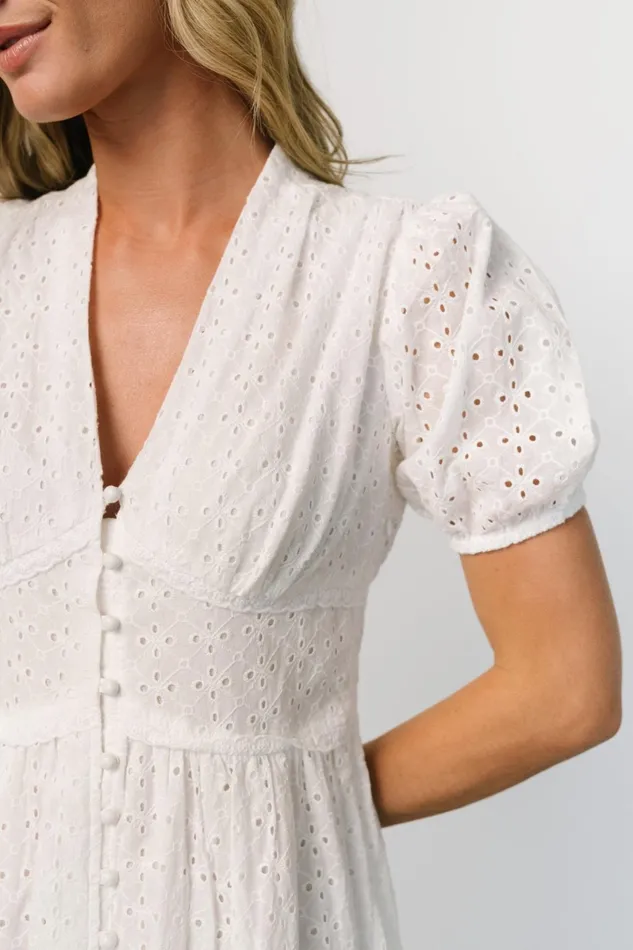 Esther Eyelet Midi Dress Off White Women Baltic Born Bridal Esther Eyelet Midi Dress Off White Women Baltic Born Bridal