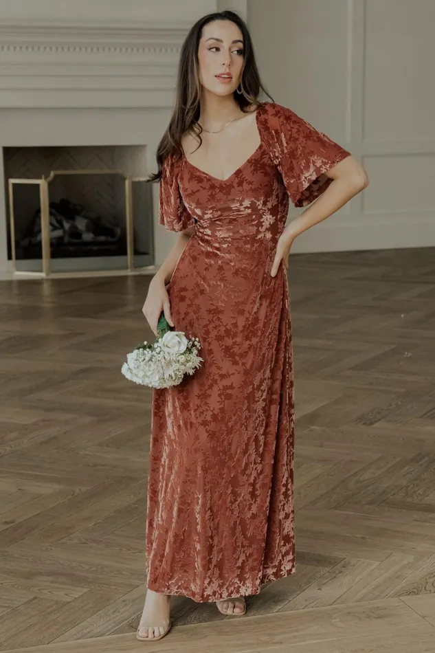 Everley Velvet Maxi Dress Cinnamon Women Baltic Born Mother Of The Bride