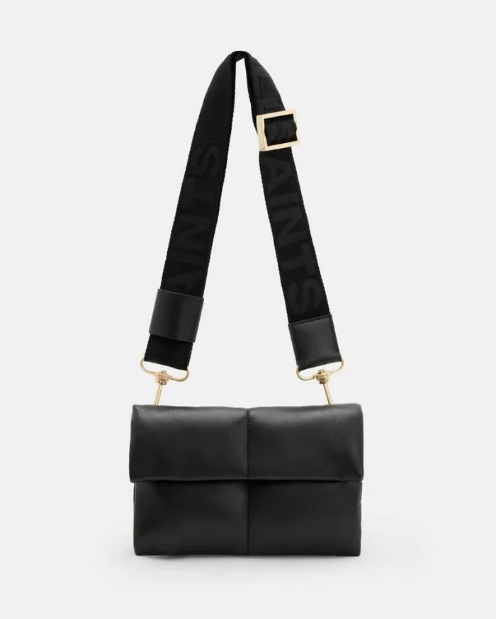 Ezra Leather Quilted Crossbody Bag Black Women AllSaints Accessories