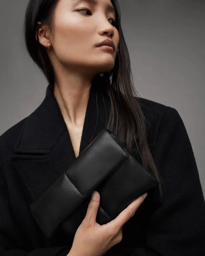 Ezra Leather Quilted Crossbody Bag Black Women AllSaints Accessories