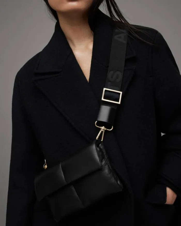 Ezra Leather Quilted Crossbody Bag Black Women AllSaints Accessories